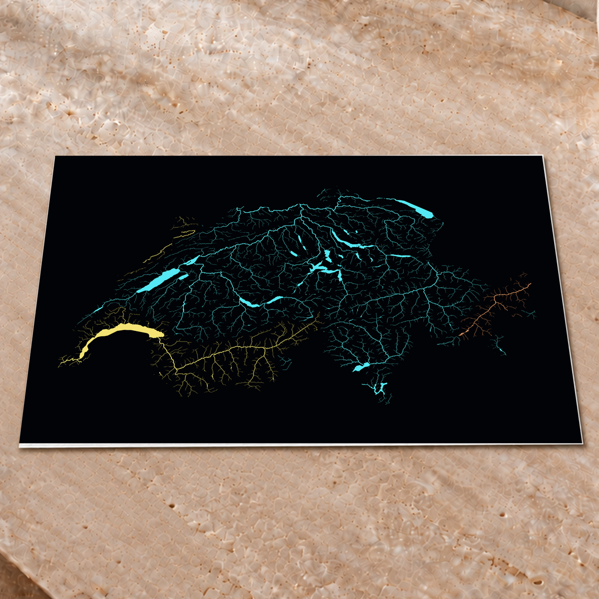 Beautiful Rivers — Suíça — Neon por território, Impressão fine art · 45 × 60 cm, Sem margem