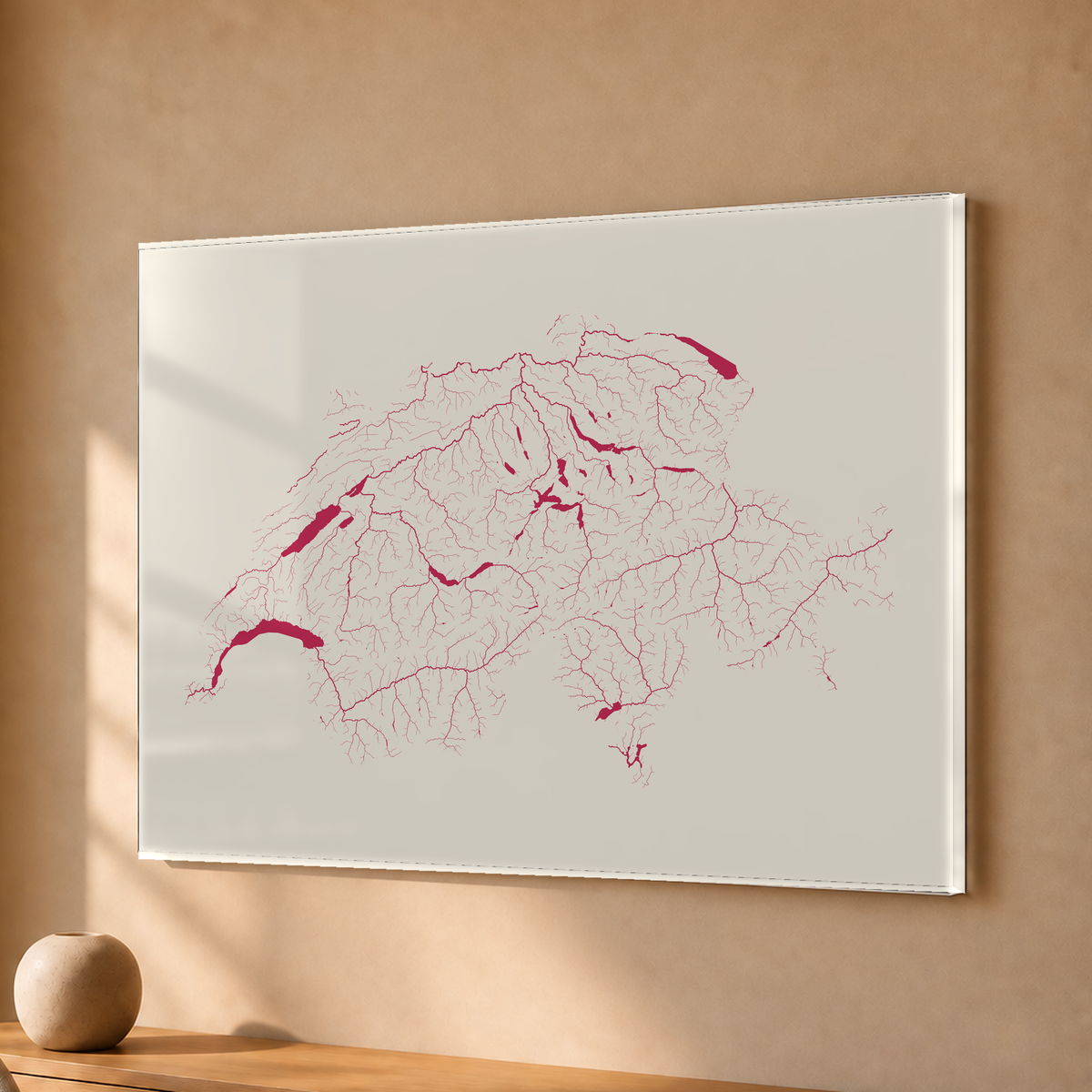 Beautiful Rivers — Suíça — Risografia, Acrílico · 30 × 40 cm, Sem margem