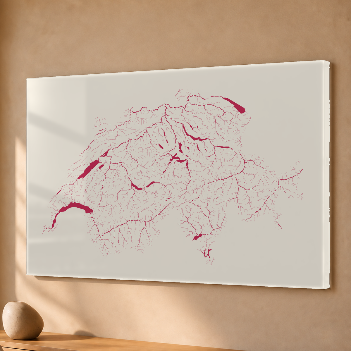 Beautiful Rivers — Suíça — Risografia, Acrílico · 40 × 60 cm, Sem margem