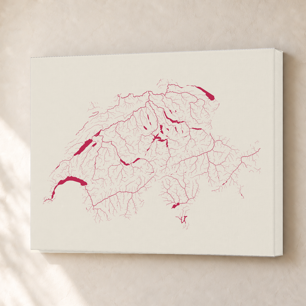 Beautiful Rivers — Suíça — Risografia, Canvas · 30 × 40 cm, Sem margem