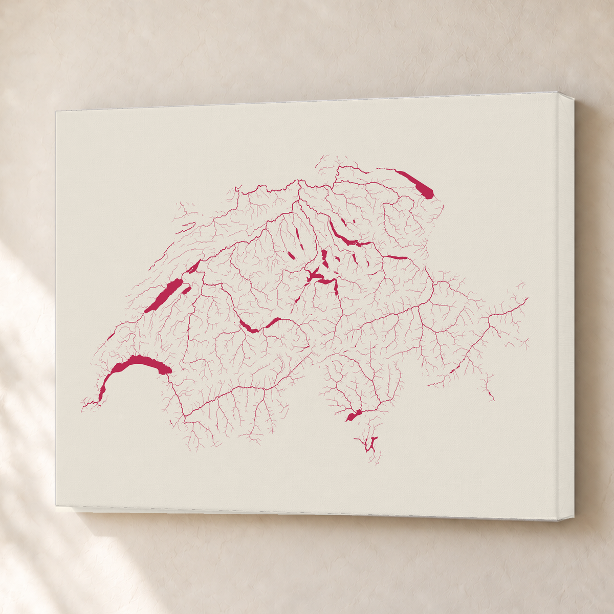 Beautiful Rivers — Suíça — Risografia, Canvas · 45 × 60 cm, Sem margem