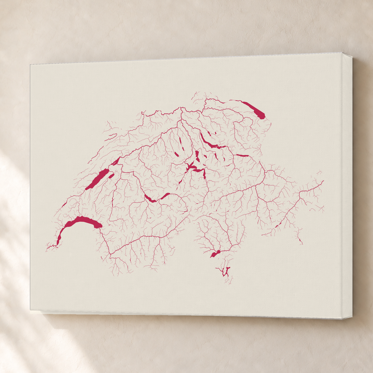 Beautiful Rivers — Suíça — Risografia, Canvas · 60 × 80 cm, Sem margem