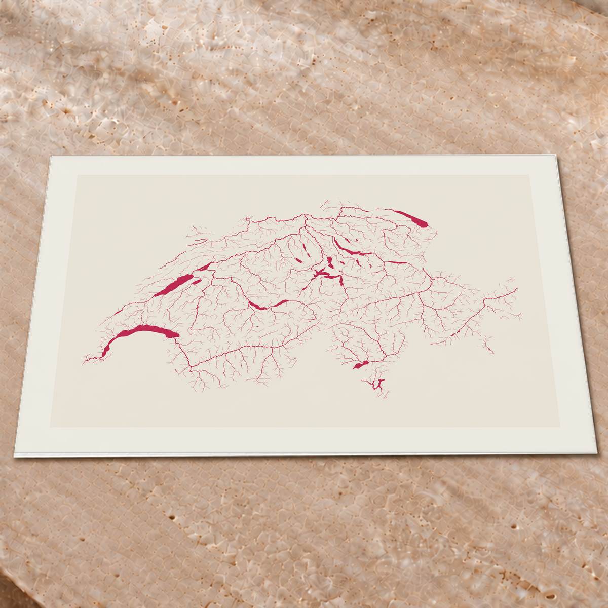 Beautiful Rivers — Suíça — Risografia, Impressão fine art · 60 × 80 cm, Margem branca