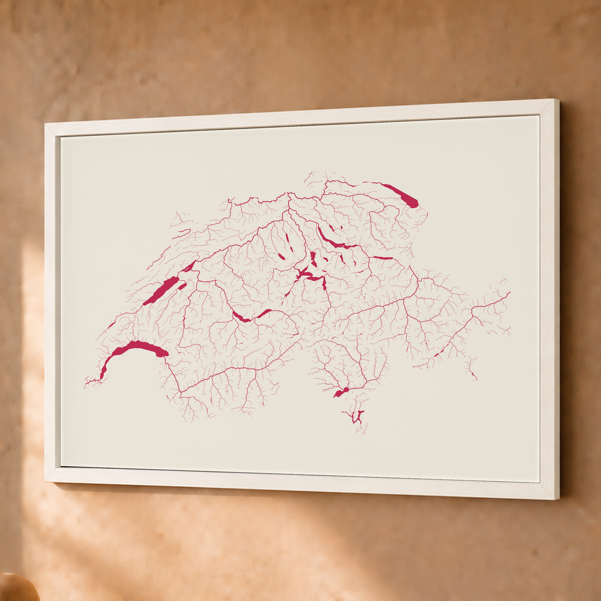 Beautiful Rivers — Suíça — Risografia, Fine art emoldurado · 45 × 60 cm, Branco · Sem margem