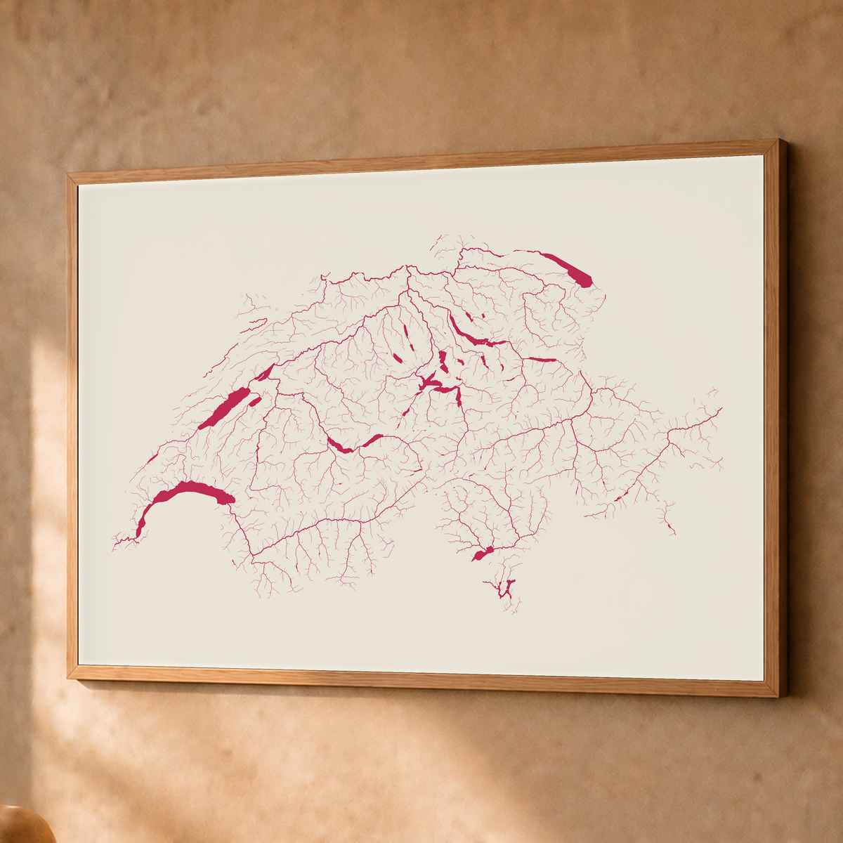 Beautiful Rivers — Suíça — Risografia, Fine art emoldurado · 60 × 80 cm, Natural · Sem margem