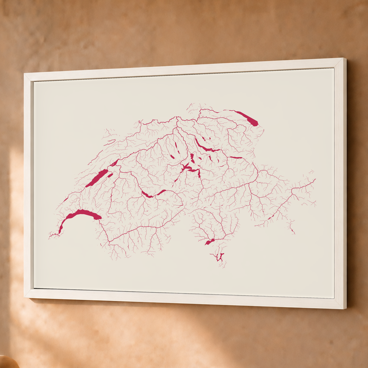 Beautiful Rivers — Suíça — Risografia, Fine art emoldurado · 60 × 80 cm, Branco · Sem margem