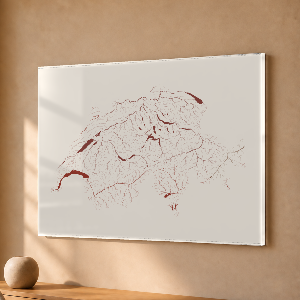 Beautiful Rivers — Suíça — Terracota e areia, Acrílico · 30 × 40 cm, Sem margem