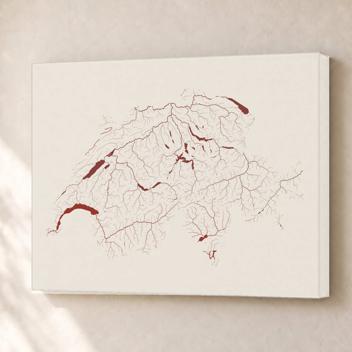 Beautiful Rivers — Suíça — Terracota e areia, Canvas · 45 × 60 cm, Sem margem