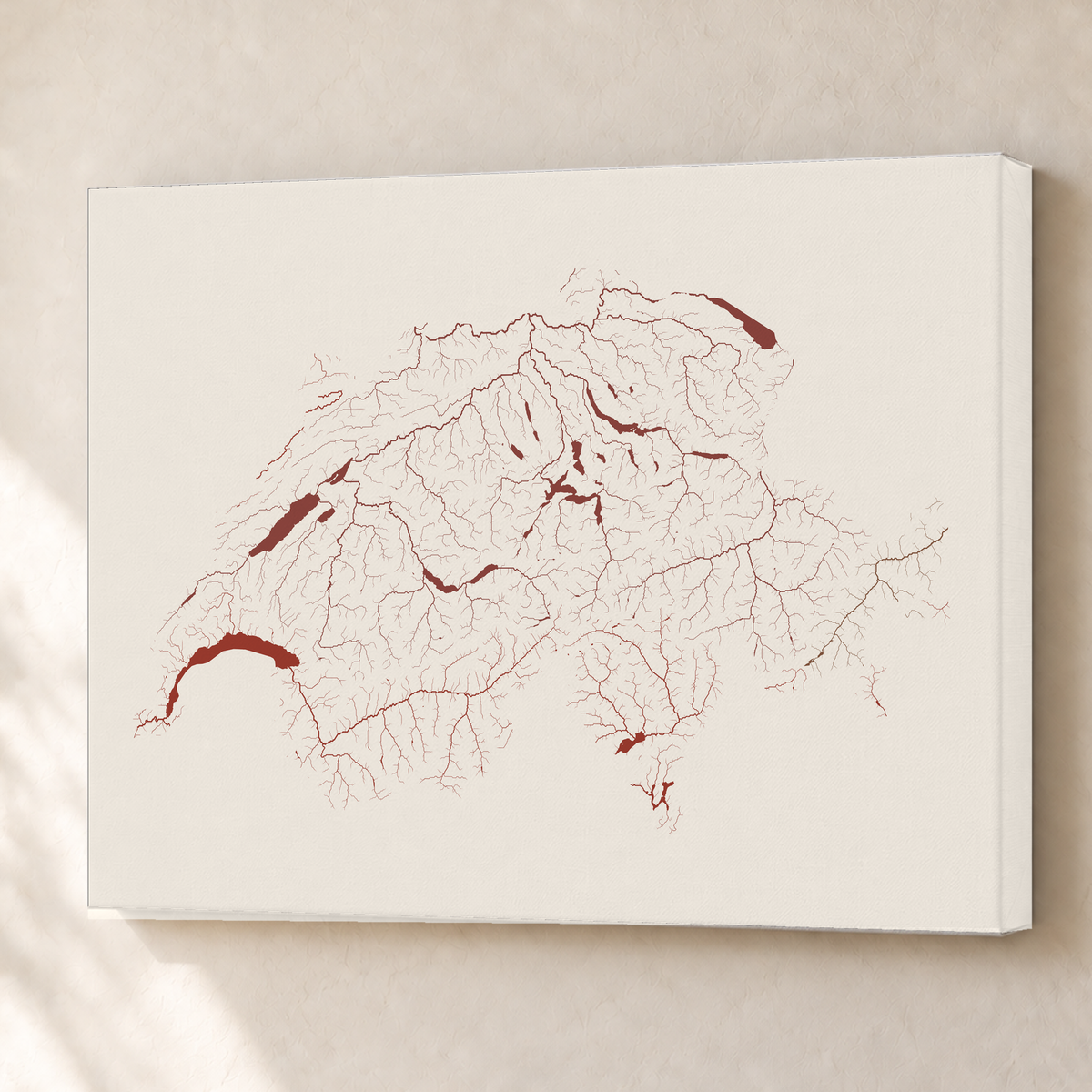 Beautiful Rivers — Suíça — Terracota e areia, Canvas · 60 × 80 cm, Sem margem