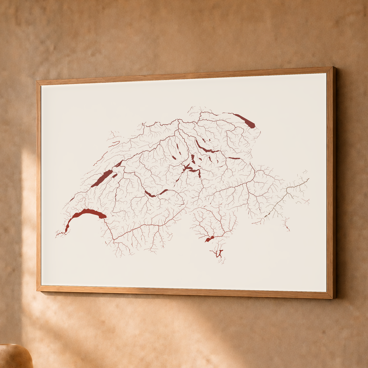 Beautiful Rivers — Suíça — Terracota e areia, Fine art emoldurado · 30 × 40 cm, Natural · Sem margem