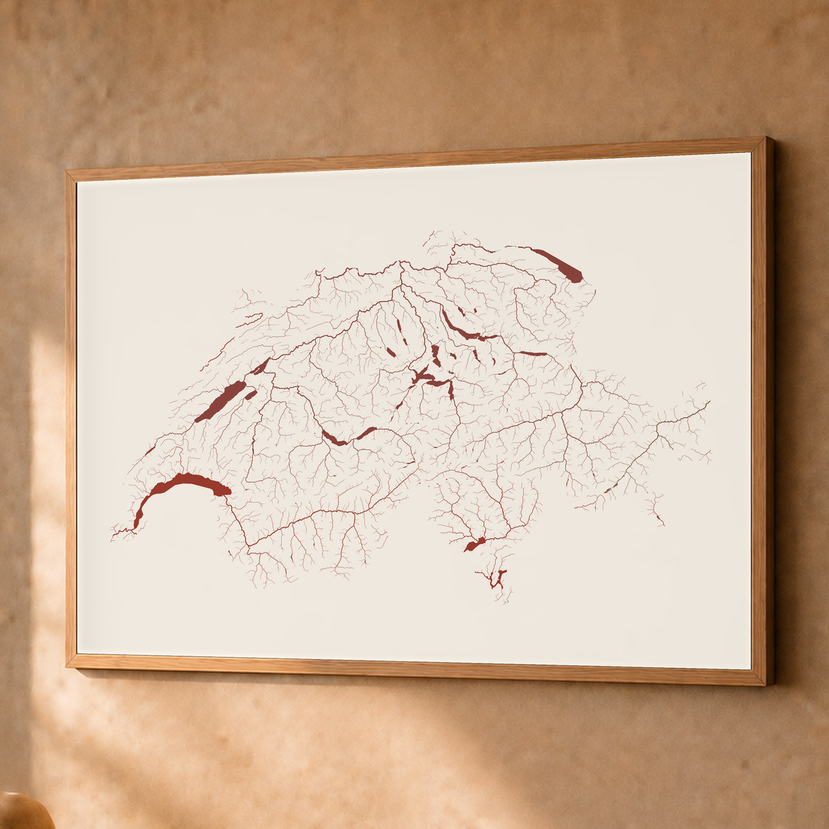Beautiful Rivers — Suíça — Terracota e areia, Fine art emoldurado · 60 × 80 cm, Natural · Sem margem