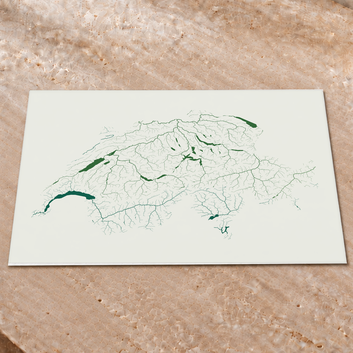 Beautiful Rivers — Suíça — Verde jade e porcelana, Impressão fine art · 60 × 80 cm, Sem margem