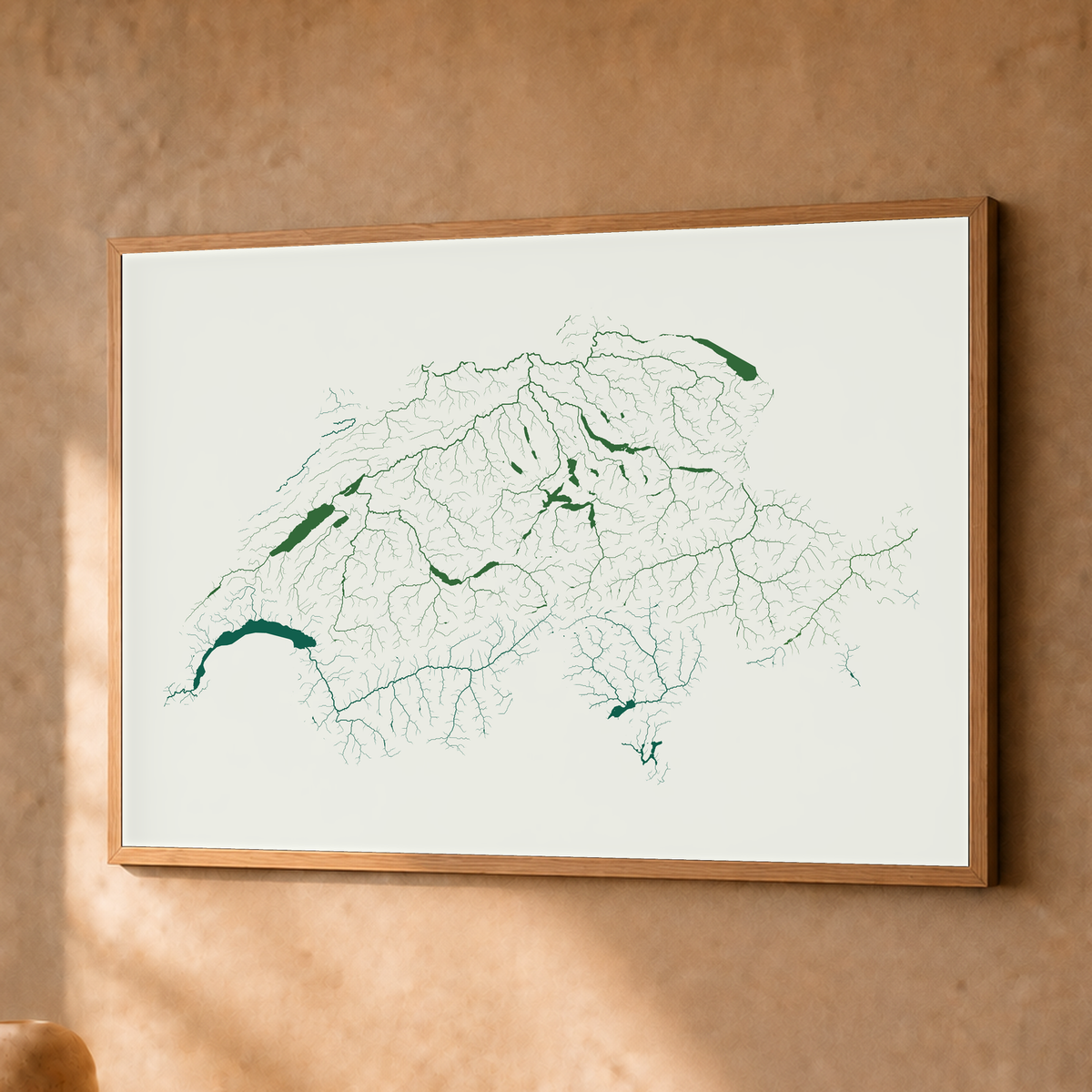 Beautiful Rivers — Suíça — Verde jade e porcelana, Fine art emoldurado · 30 × 40 cm, Natural · Sem margem