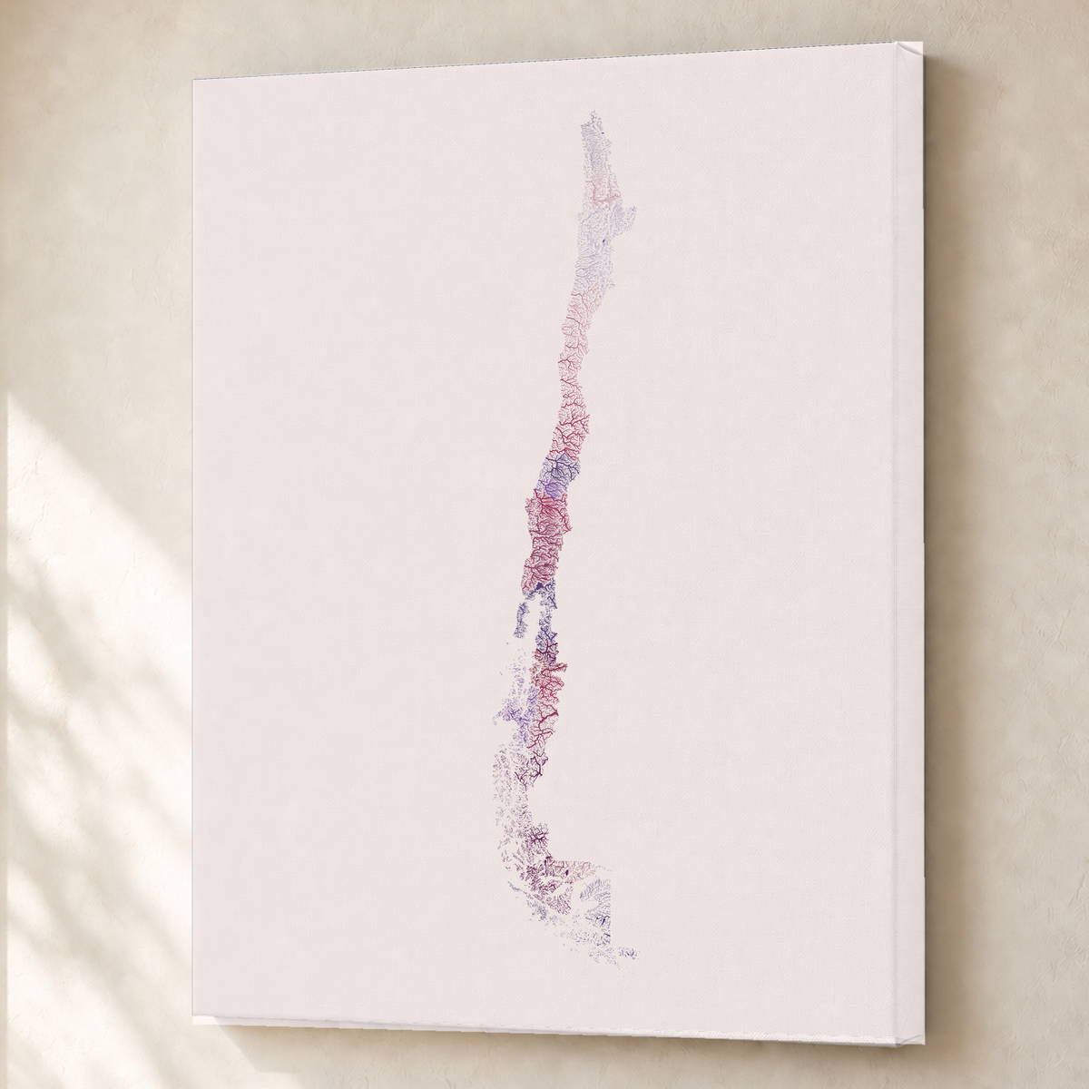 Quadro dos rios do Chile — Ameixa e rosé, Sem margem — Canvas — 3x4