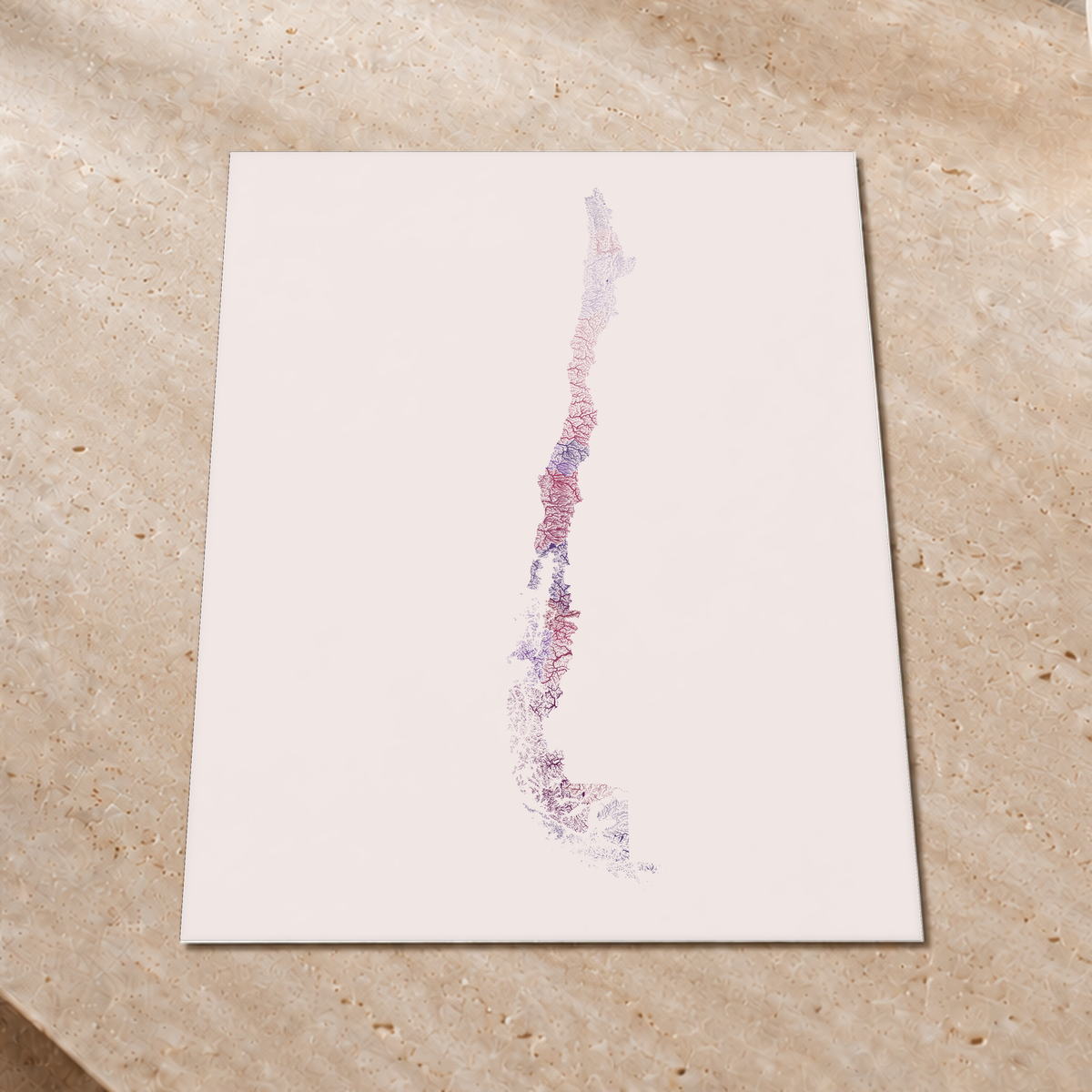 Quadro dos rios do Chile — Ameixa e rosé, Sem margem — Fine art print — 3x4