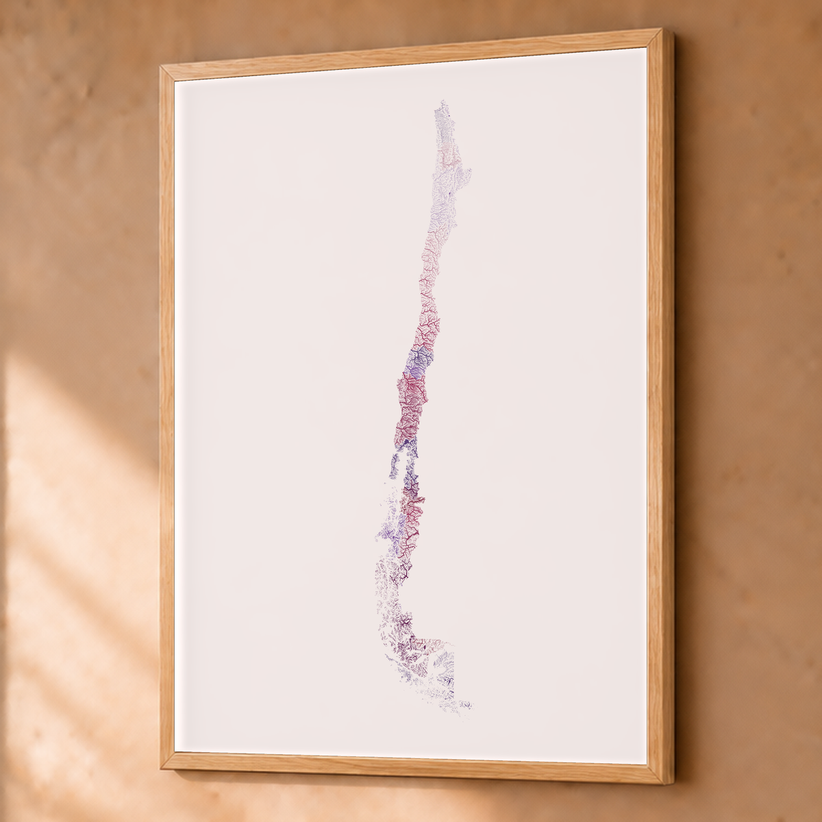 Quadro dos rios do Chile — Ameixa e rosé, Natural · Sem margem — Fine art emoldurado — 3x4
