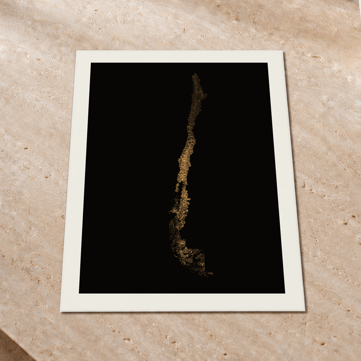 Quadro dos rios do Chile — Cobre, Margem branca — Fine art print — 3x4