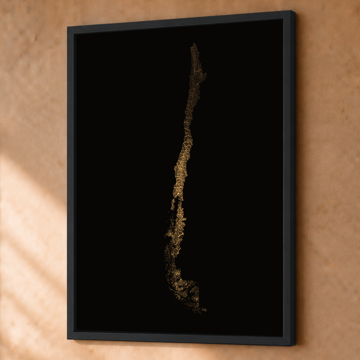Quadro dos rios do Chile — Cobre, Preto · Sem margem — Fine art emoldurado — 3x4