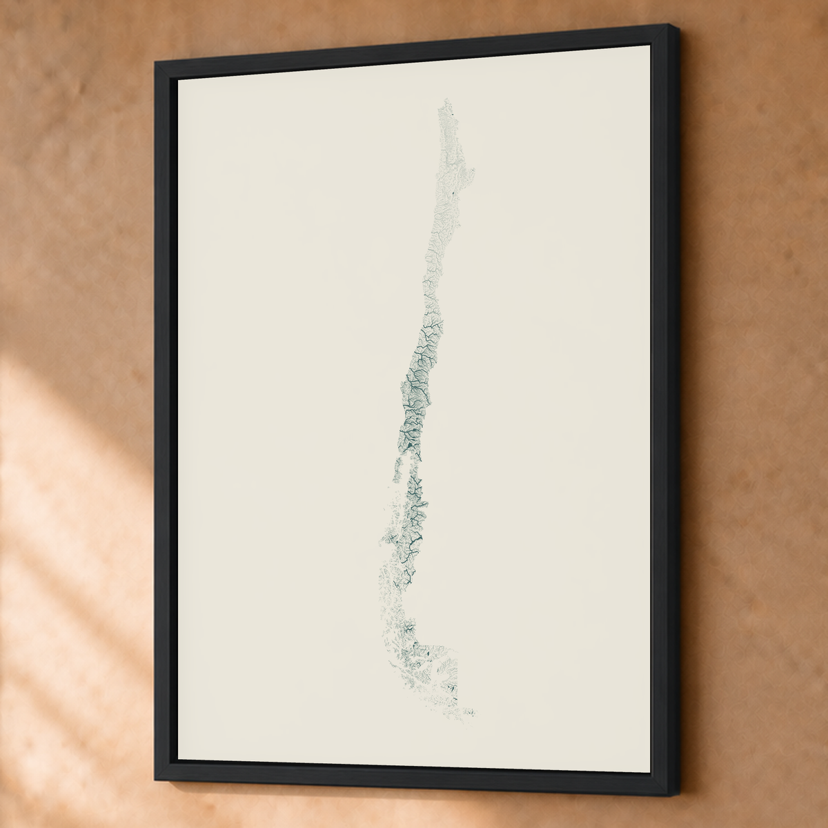 Quadro dos rios do Chile — Natural e luminosa, Preto · Sem margem — Fine art emoldurado — 3x4