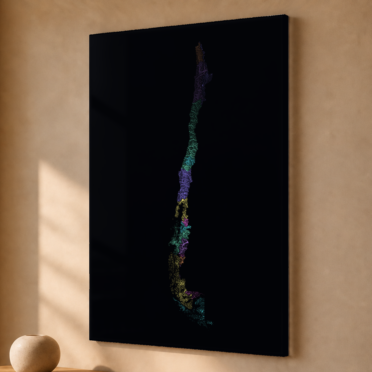 Quadro dos rios do Chile — Neon por território, Sem margem — Acrílico — 2x3