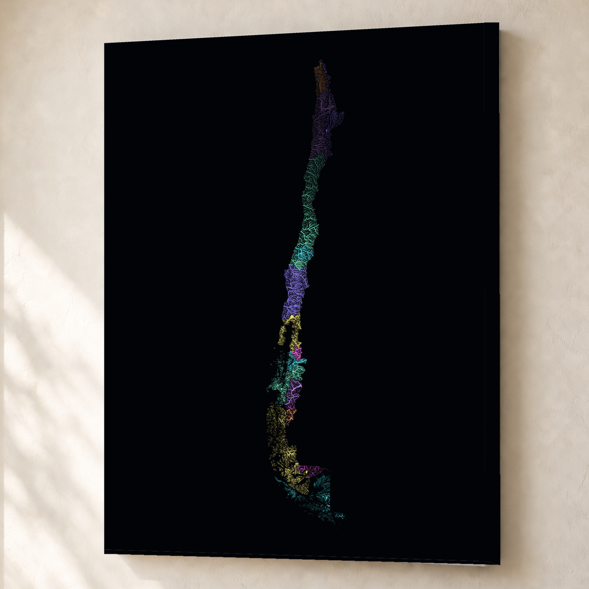 Quadro dos rios do Chile — Neon por território, Sem margem — Canvas — 3x4