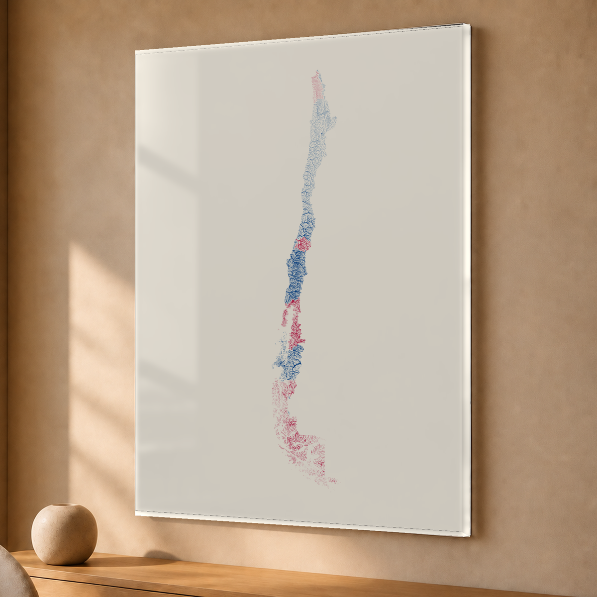 Quadro dos rios do Chile — Risografia, Sem margem — Acrílico — 3x4