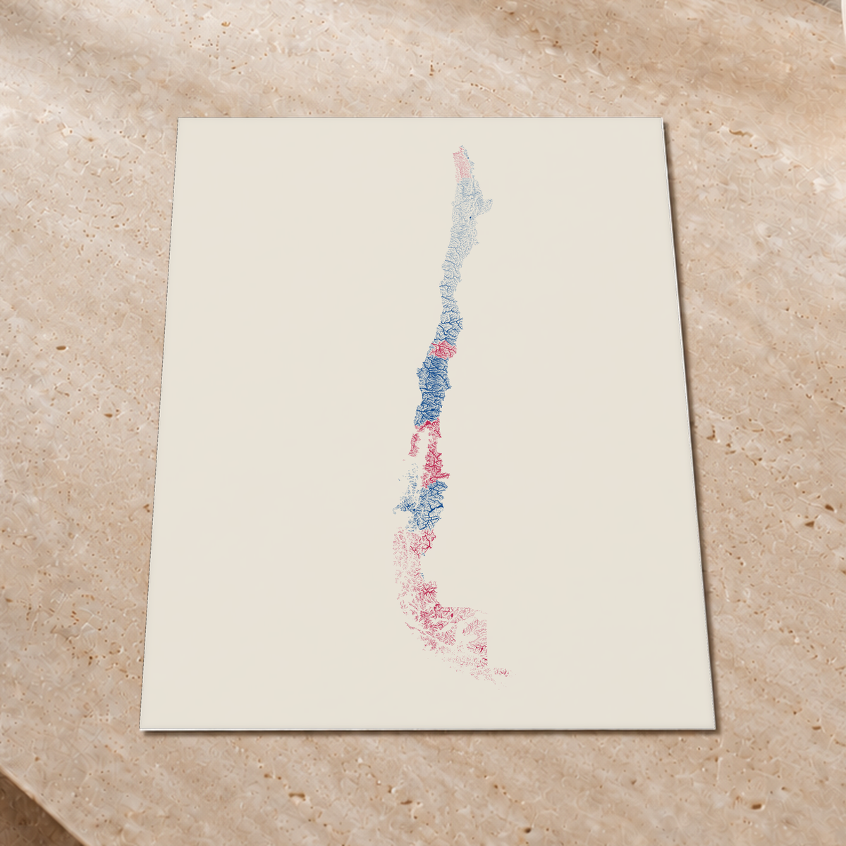 Quadro dos rios do Chile — Risografia, Sem margem — Fine art print — 3x4