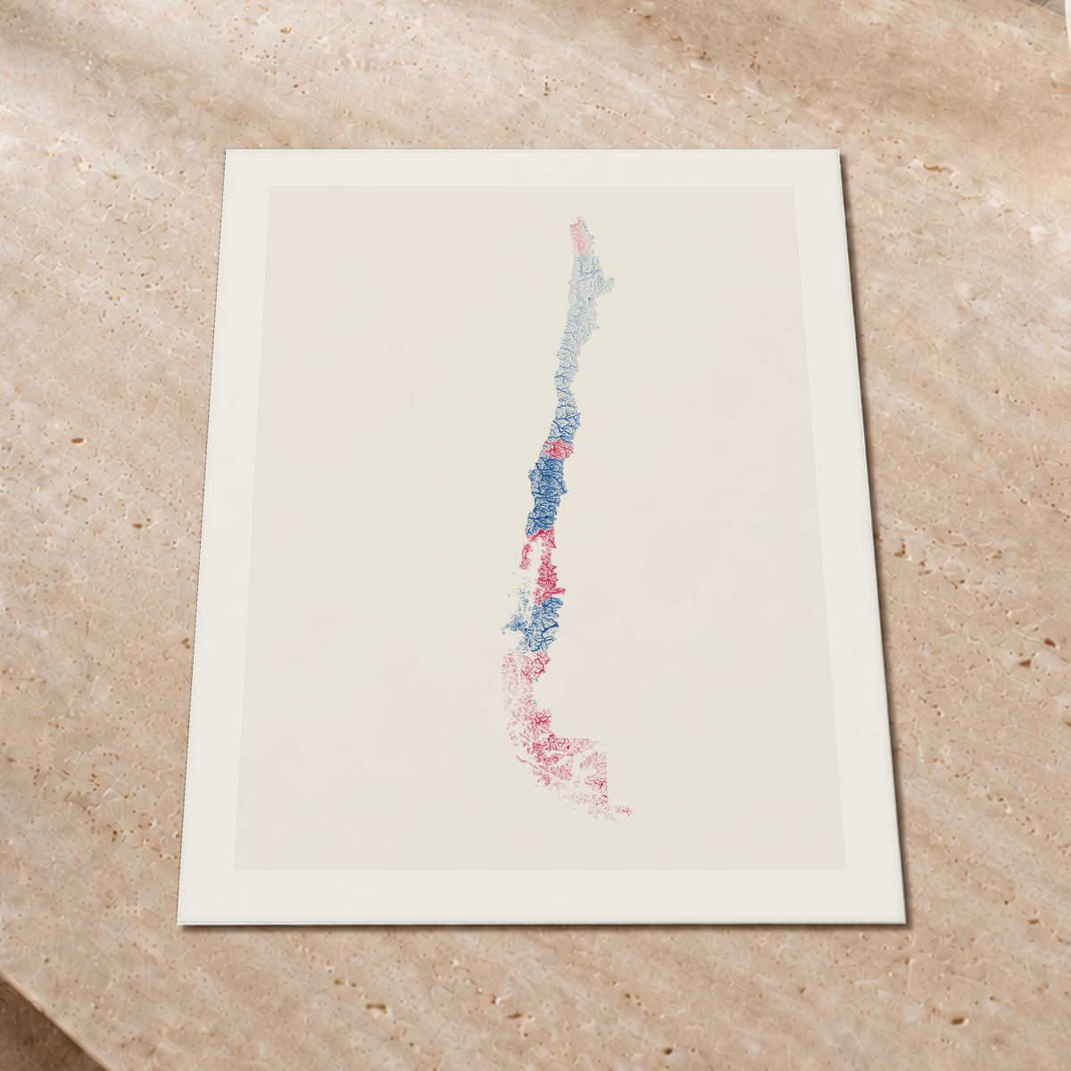 Quadro dos rios do Chile — Risografia, Margem branca — Fine art print — 3x4