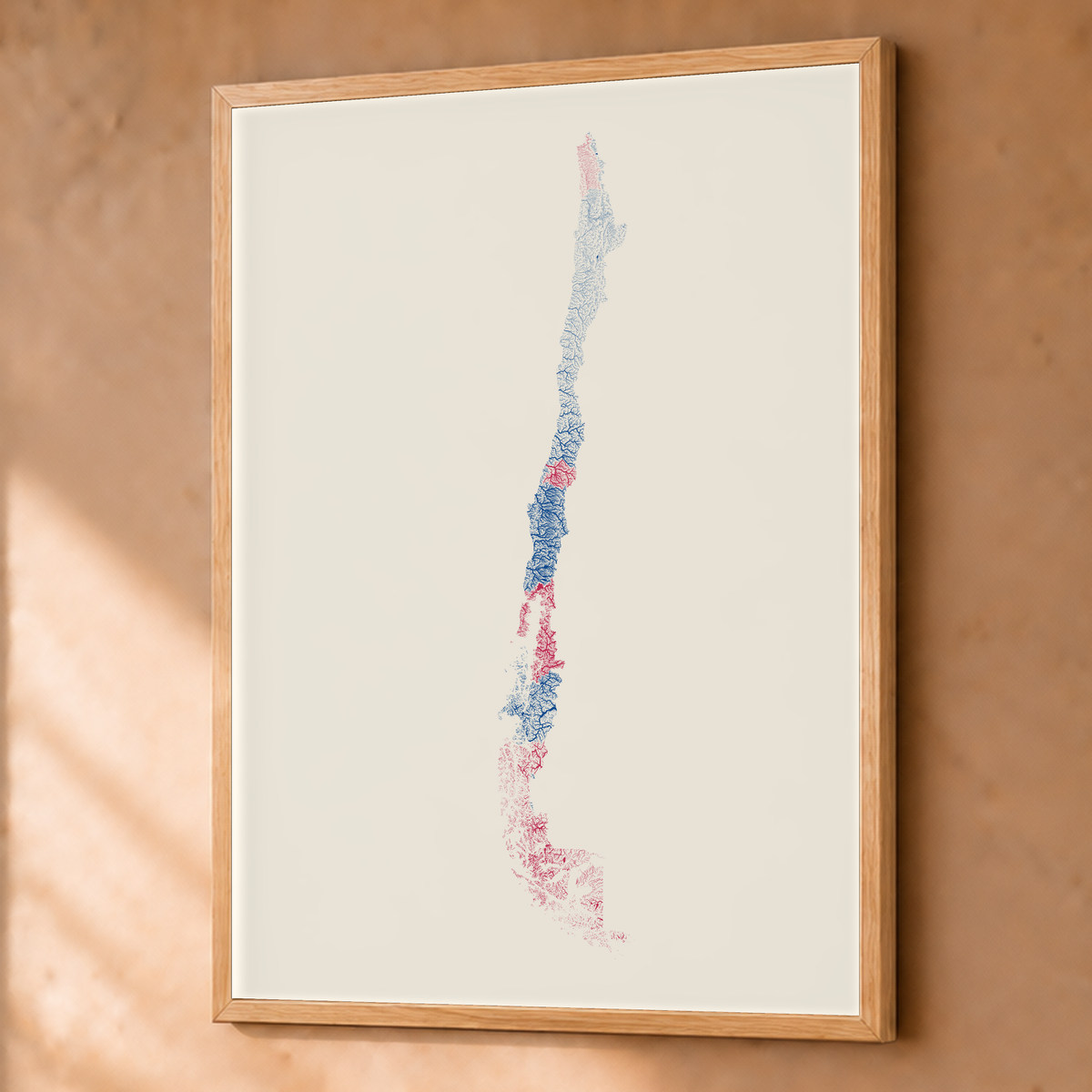 Quadro dos rios do Chile — Risografia, Natural · Sem margem — Fine art emoldurado — 3x4