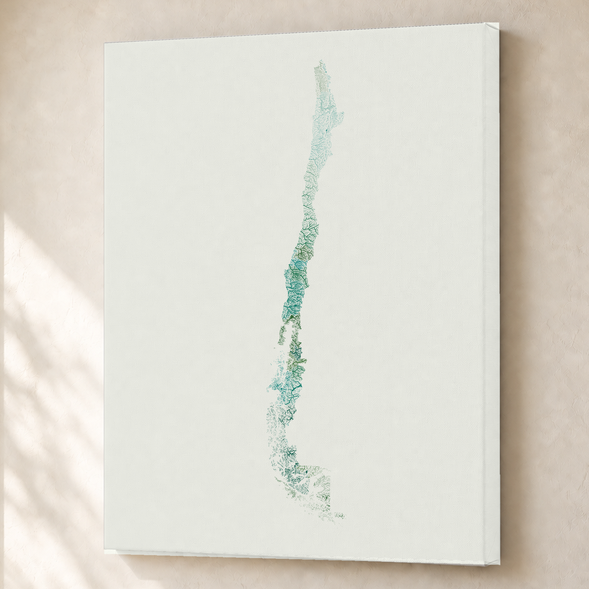 Quadro dos rios do Chile — Verde jade e porcelana, Sem margem — Canvas — 3x4