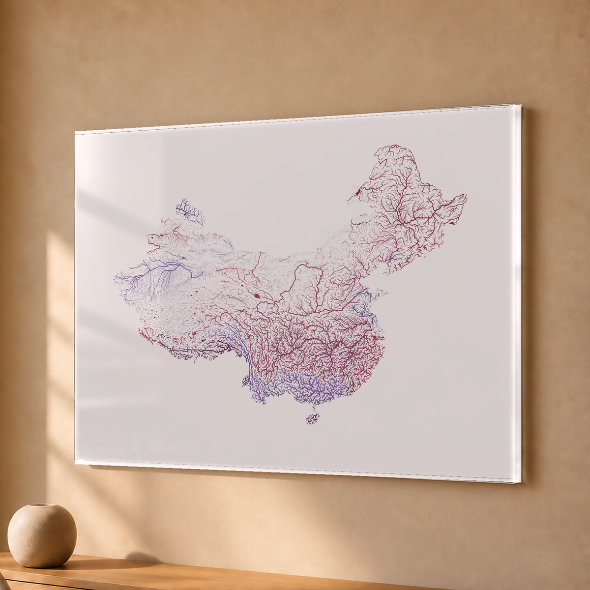 Beautiful Rivers — China — Ameixa e rosé, Acrílico · 30 × 40 cm, Sem margem