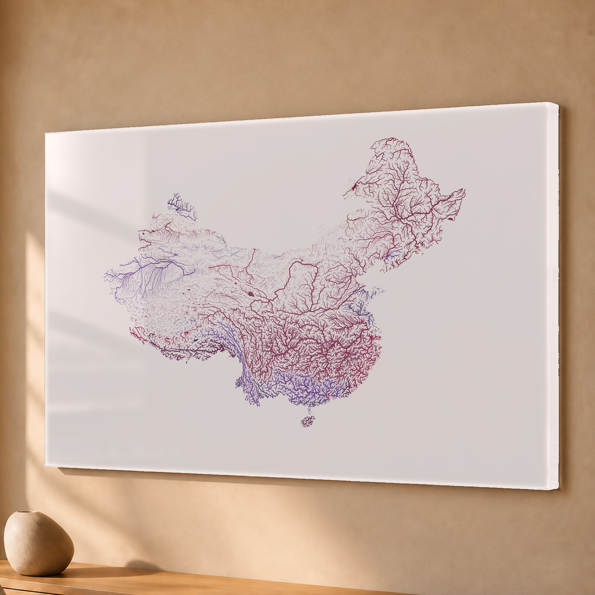 Beautiful Rivers — China — Ameixa e rosé, Acrílico · 40 × 60 cm, Sem margem