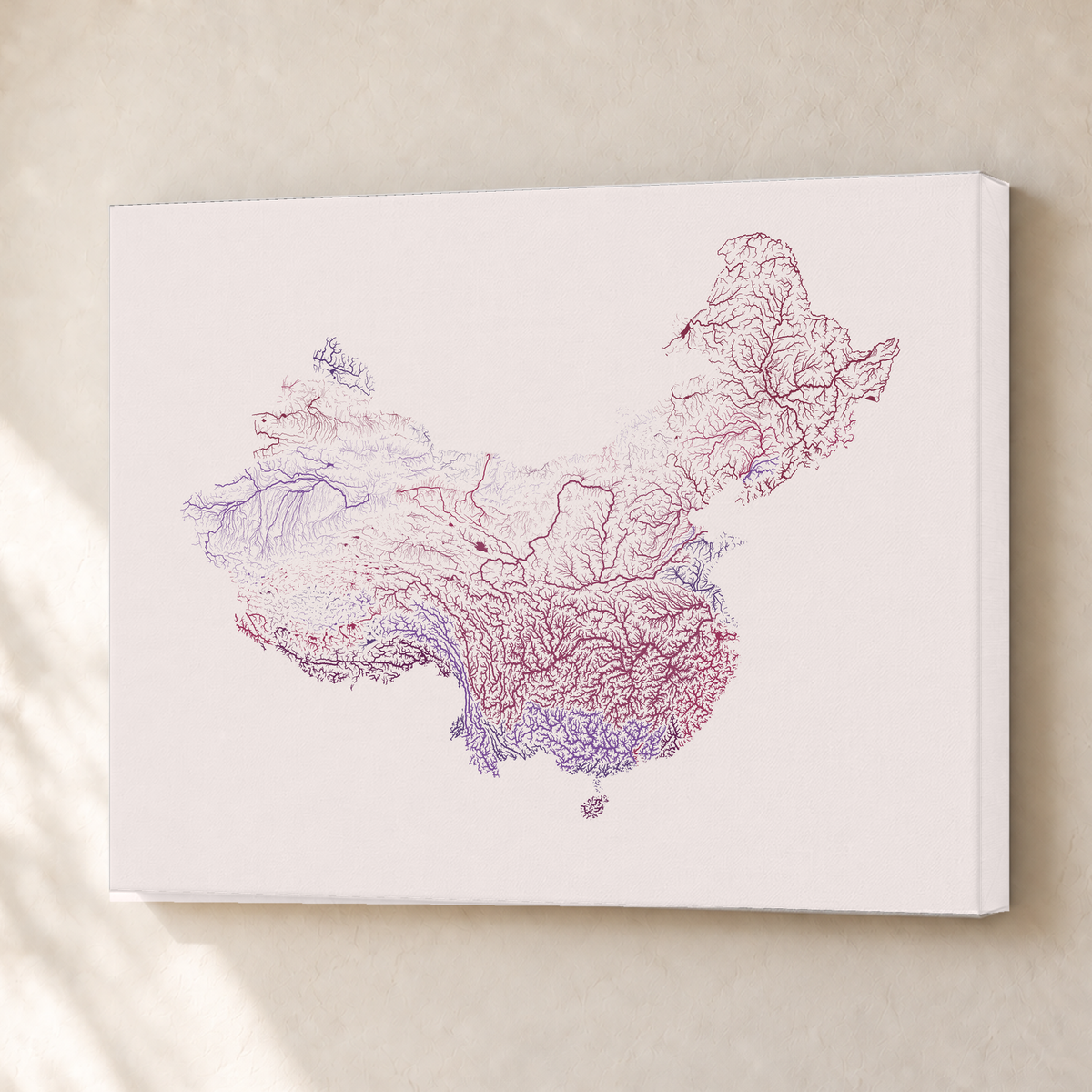 Beautiful Rivers — China — Ameixa e rosé, Canvas · 30 × 40 cm, Sem margem