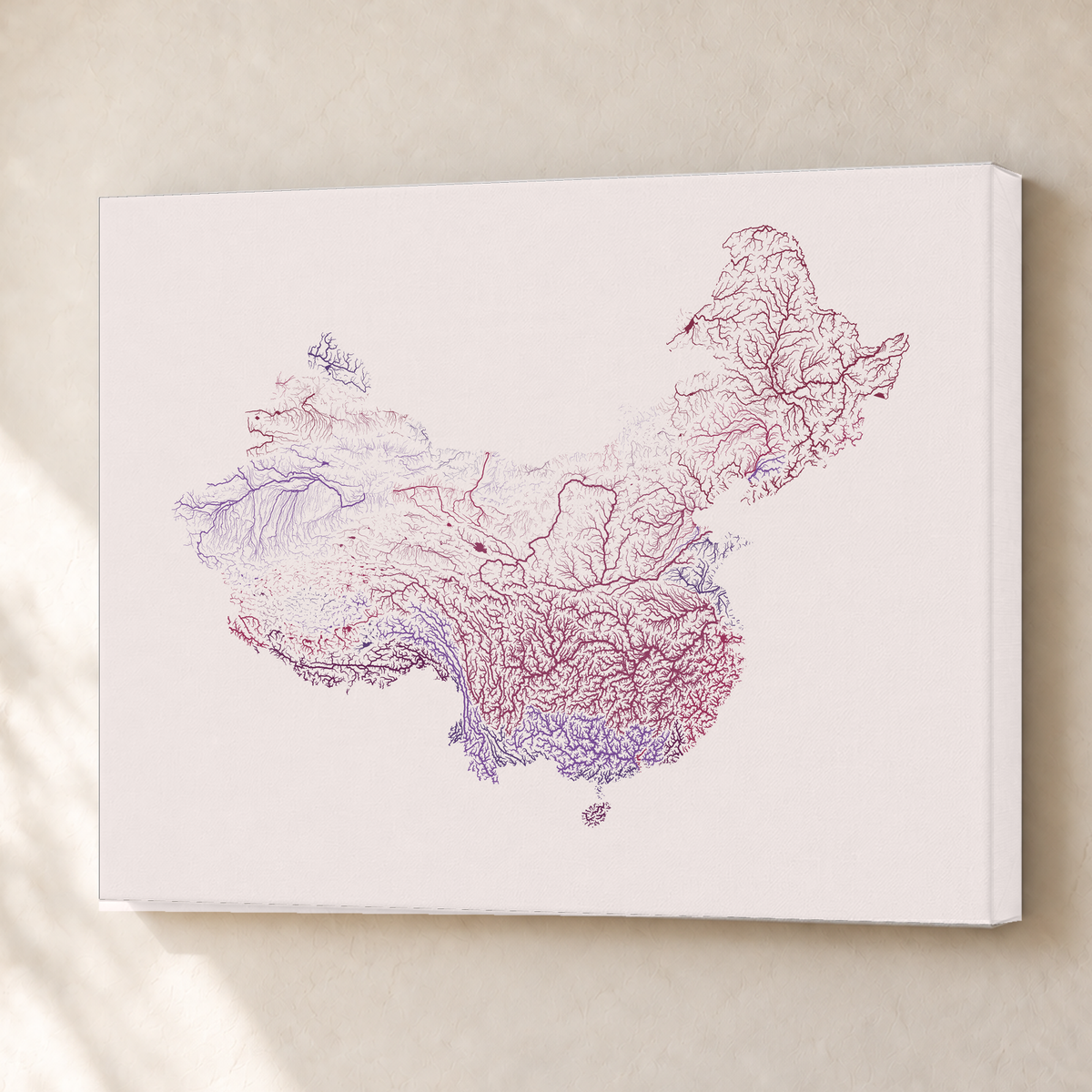 Beautiful Rivers — China — Ameixa e rosé, Canvas · 45 × 60 cm, Sem margem