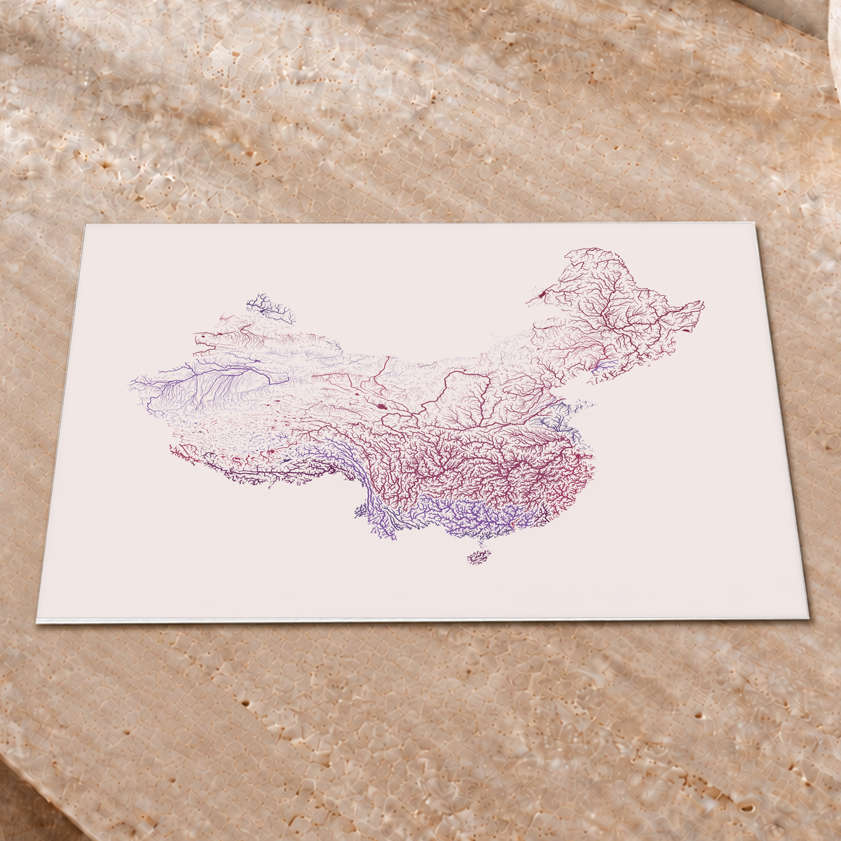 Beautiful Rivers — China — Ameixa e rosé, Impressão fine art · 30 × 40 cm, Sem margem