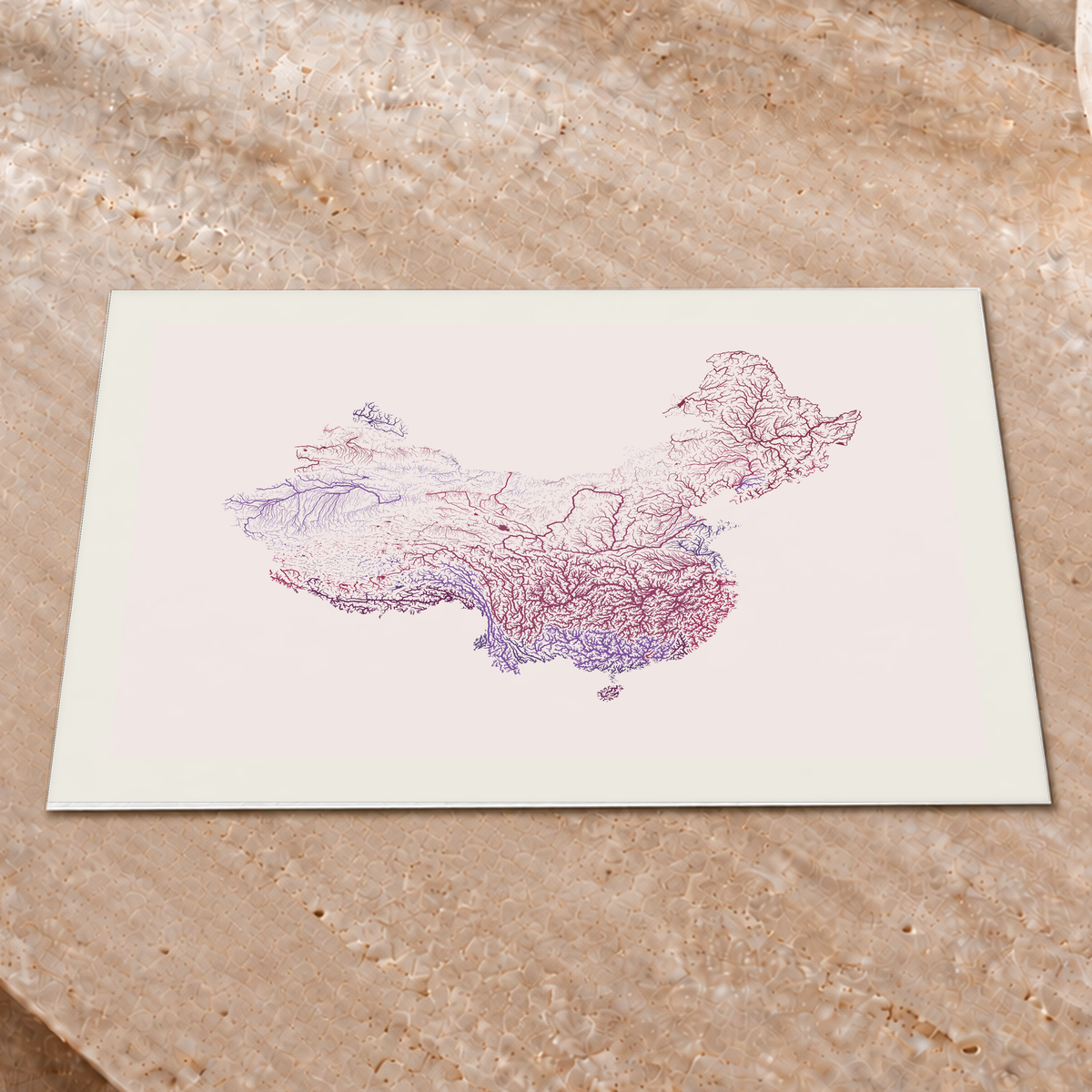 Beautiful Rivers — China — Ameixa e rosé, Impressão fine art · 30 × 40 cm, Margem branca