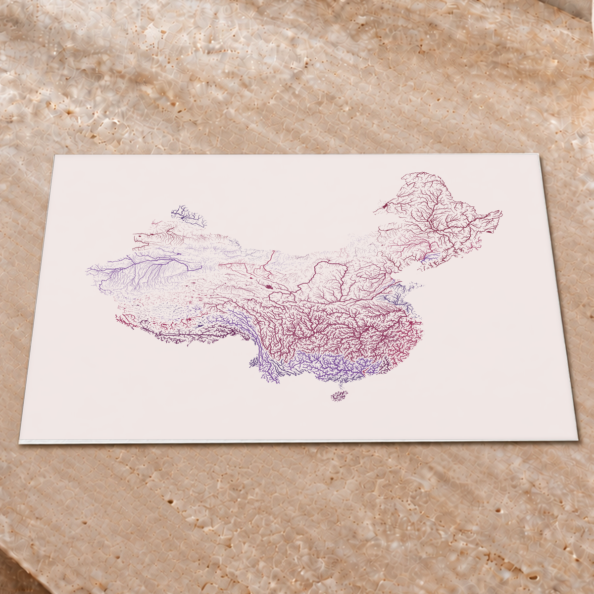 Beautiful Rivers — China — Ameixa e rosé, Impressão fine art · 45 × 60 cm, Sem margem