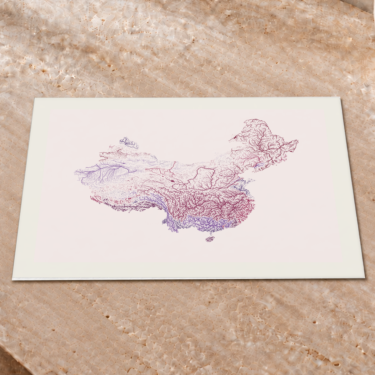 Beautiful Rivers — China — Ameixa e rosé, Impressão fine art · 45 × 60 cm, Margem branca