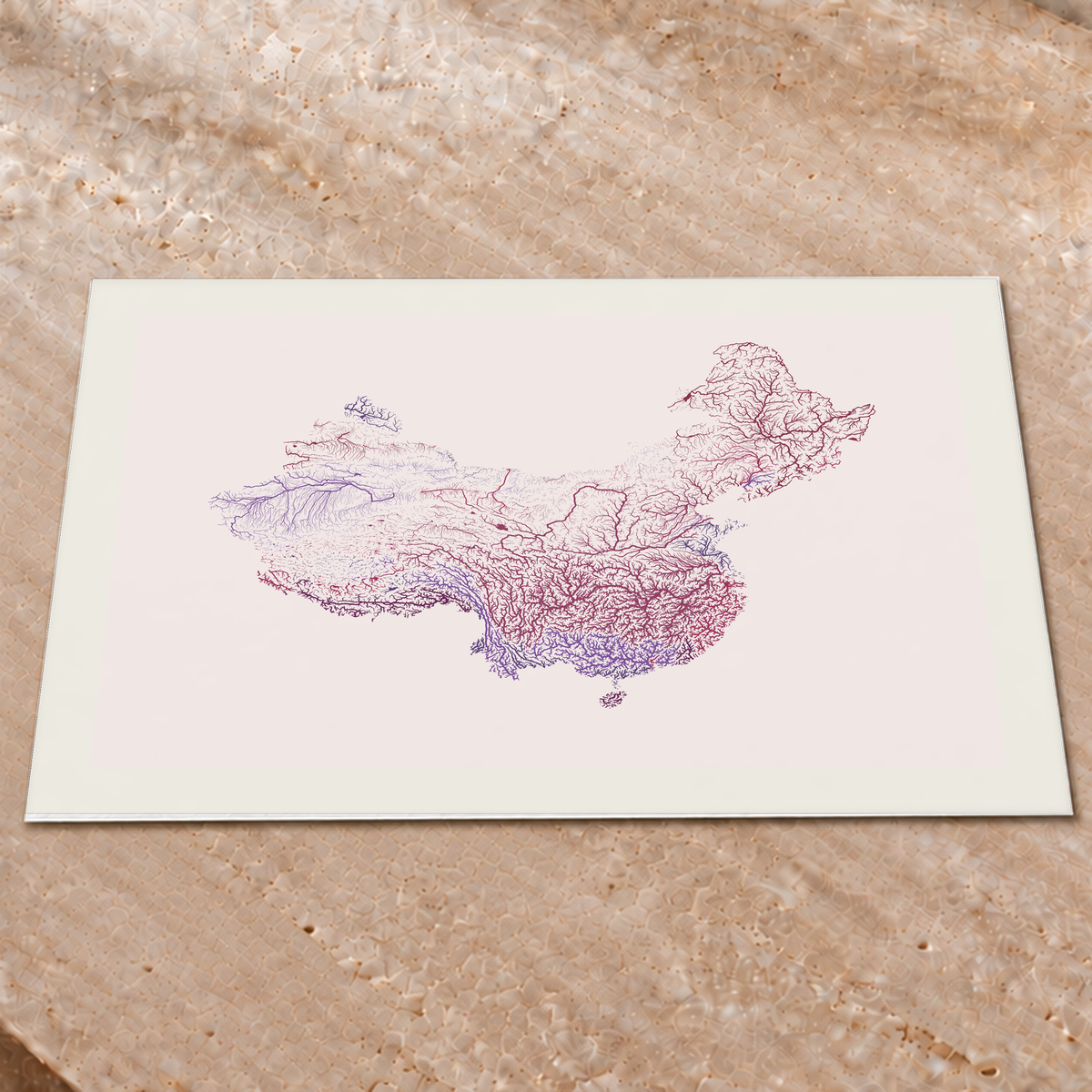 Beautiful Rivers — China — Ameixa e rosé, Impressão fine art · 60 × 80 cm, Margem branca