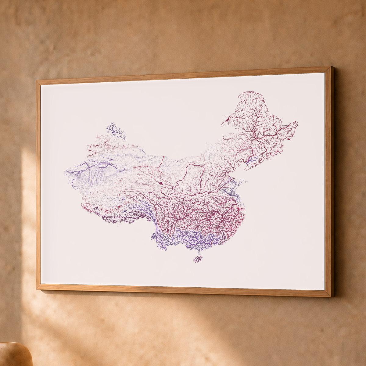 Beautiful Rivers — China — Ameixa e rosé, Fine art emoldurado · 30 × 40 cm, Natural · Sem margem