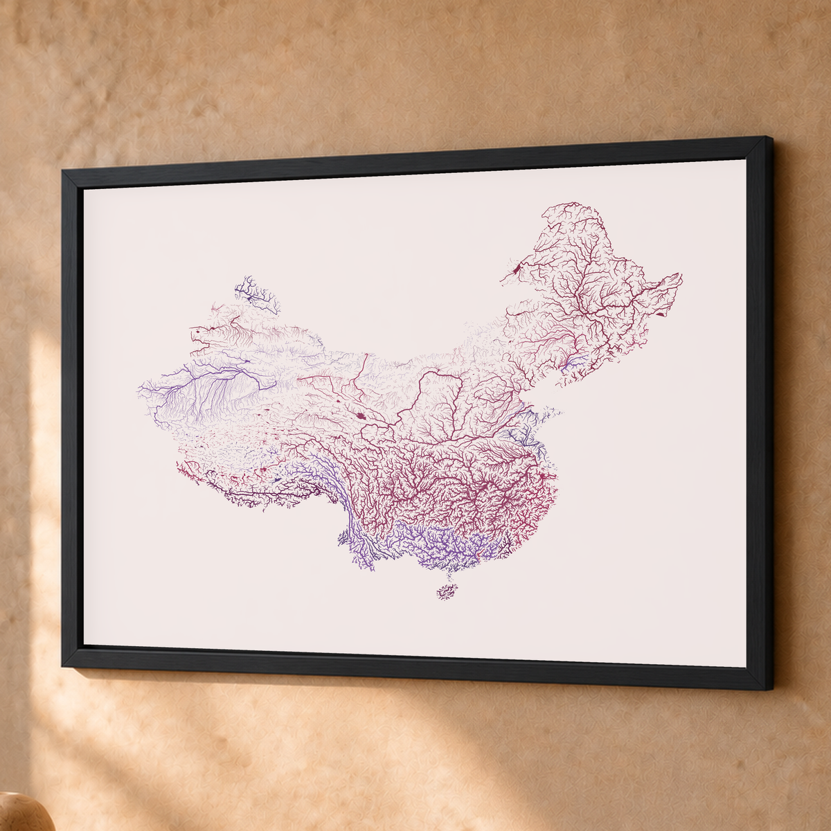 Beautiful Rivers — China — Ameixa e rosé, Fine art emoldurado · 45 × 60 cm, Preto · Sem margem