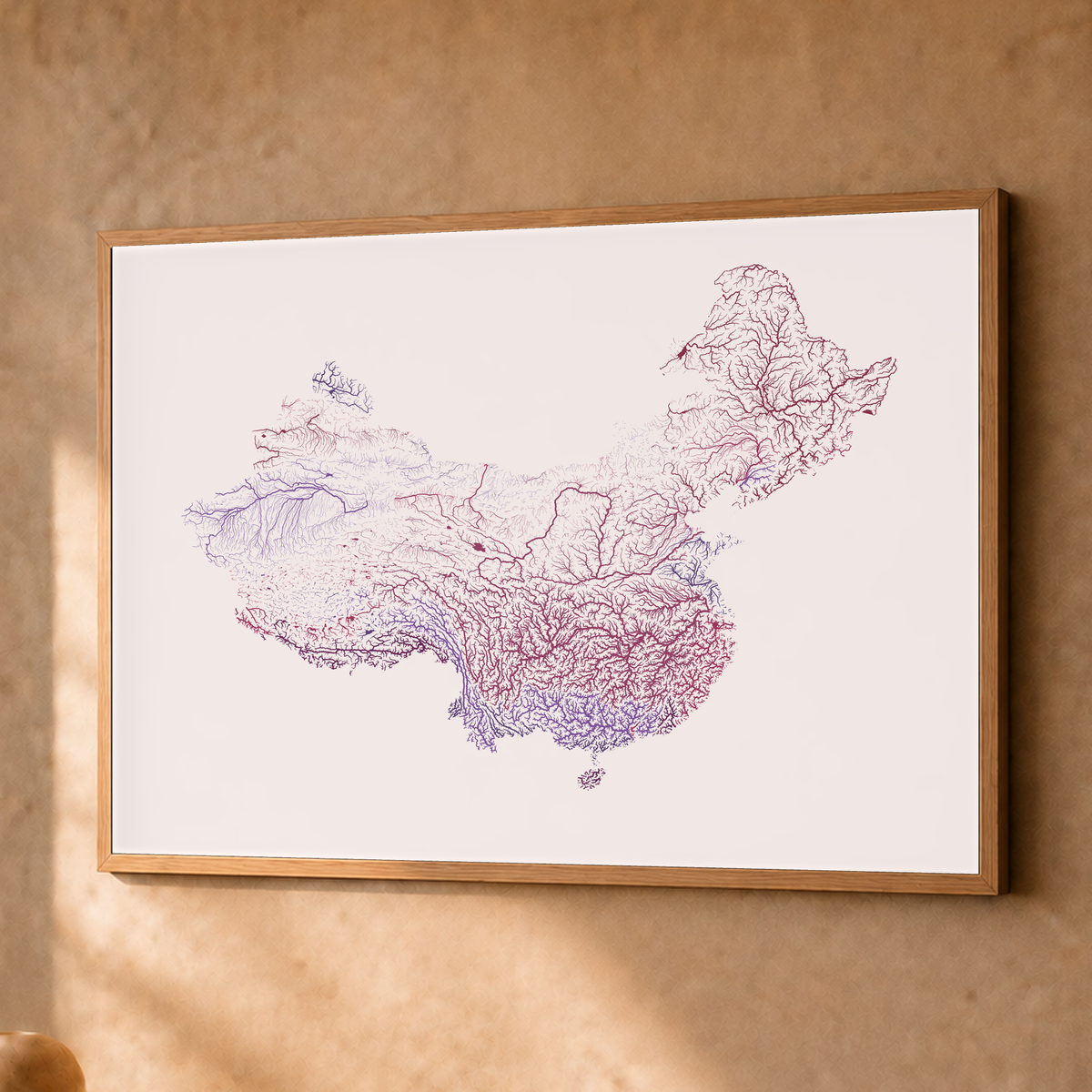 Beautiful Rivers — China — Ameixa e rosé, Fine art emoldurado · 45 × 60 cm, Natural · Sem margem