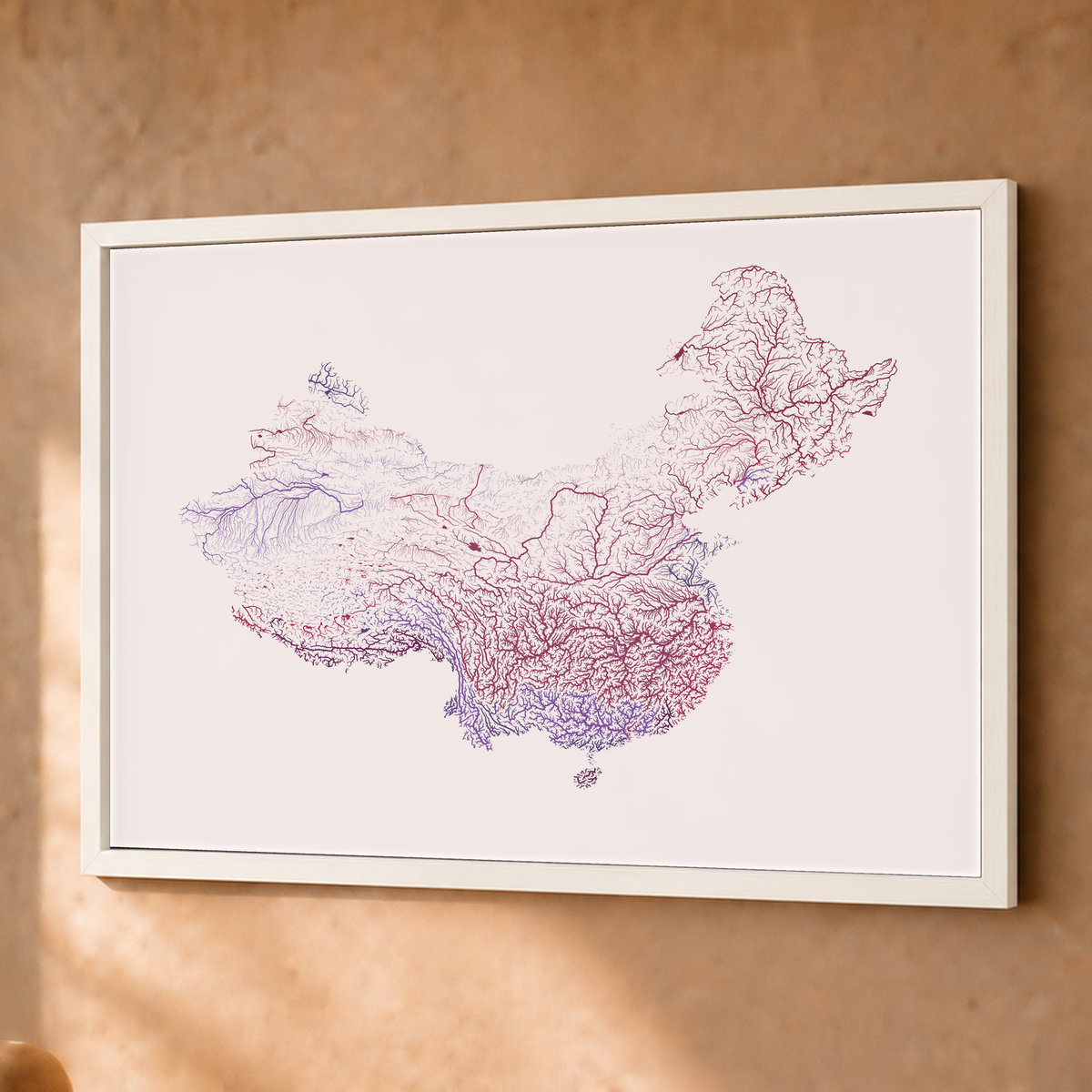 Beautiful Rivers — China — Ameixa e rosé, Fine art emoldurado · 45 × 60 cm, Branco · Sem margem