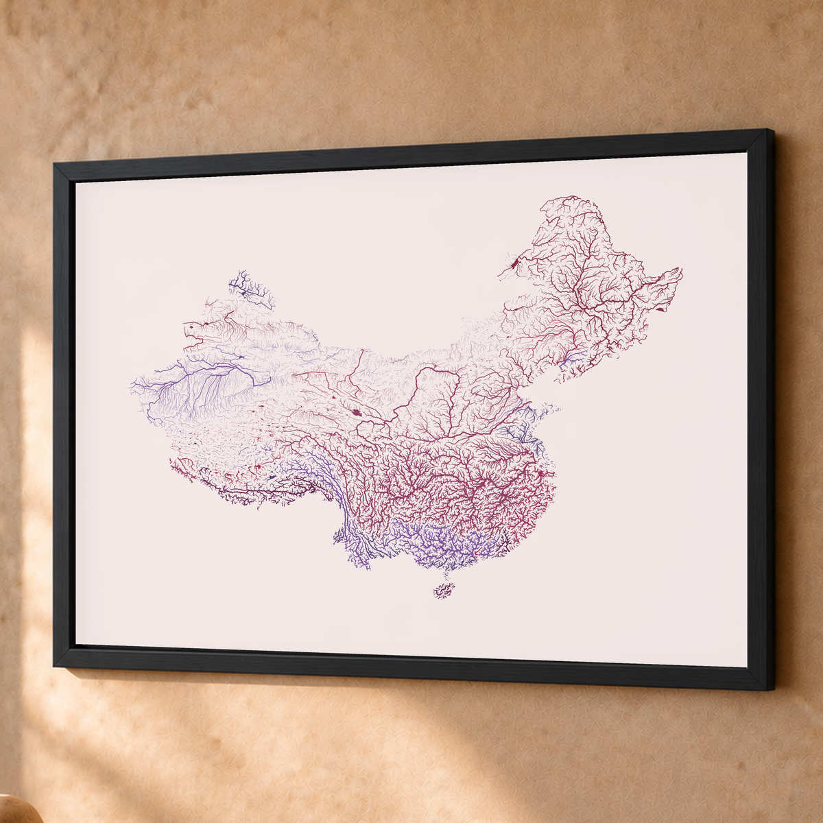 Beautiful Rivers — China — Ameixa e rosé, Fine art emoldurado · 60 × 80 cm, Preto · Sem margem