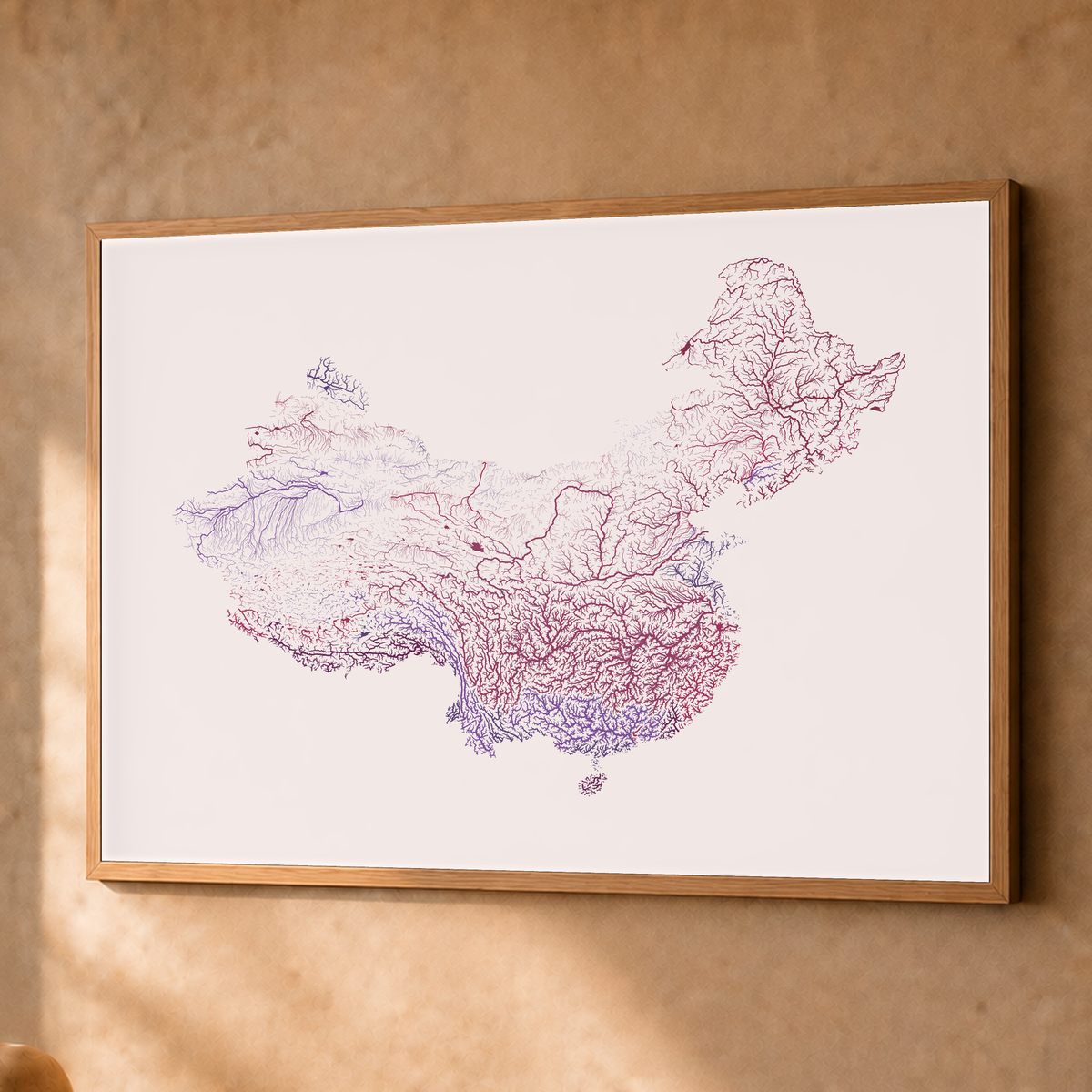 Beautiful Rivers — China — Ameixa e rosé, Fine art emoldurado · 60 × 80 cm, Natural · Sem margem