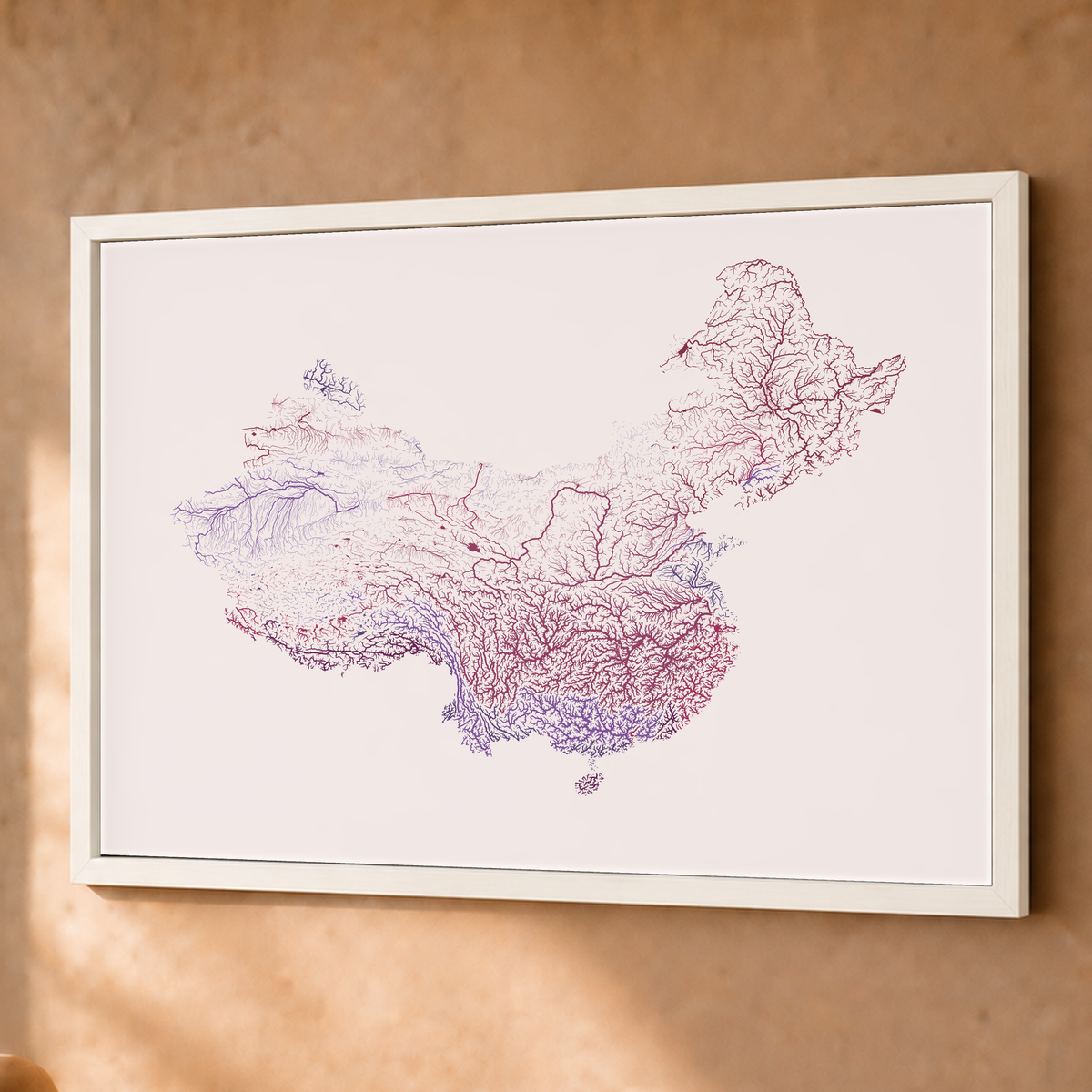 Beautiful Rivers — China — Ameixa e rosé, Fine art emoldurado · 60 × 80 cm, Branco · Sem margem