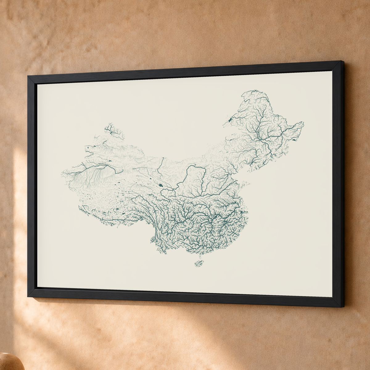Beautiful Rivers — China — Natural e luminosa, Fine art emoldurado · 45 × 60 cm, Preto · Sem margem