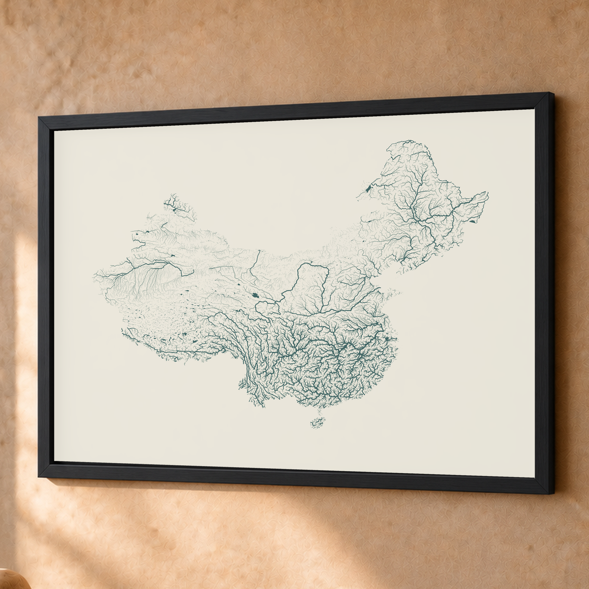 Beautiful Rivers — China — Natural e luminosa, Fine art emoldurado · 60 × 80 cm, Preto · Sem margem
