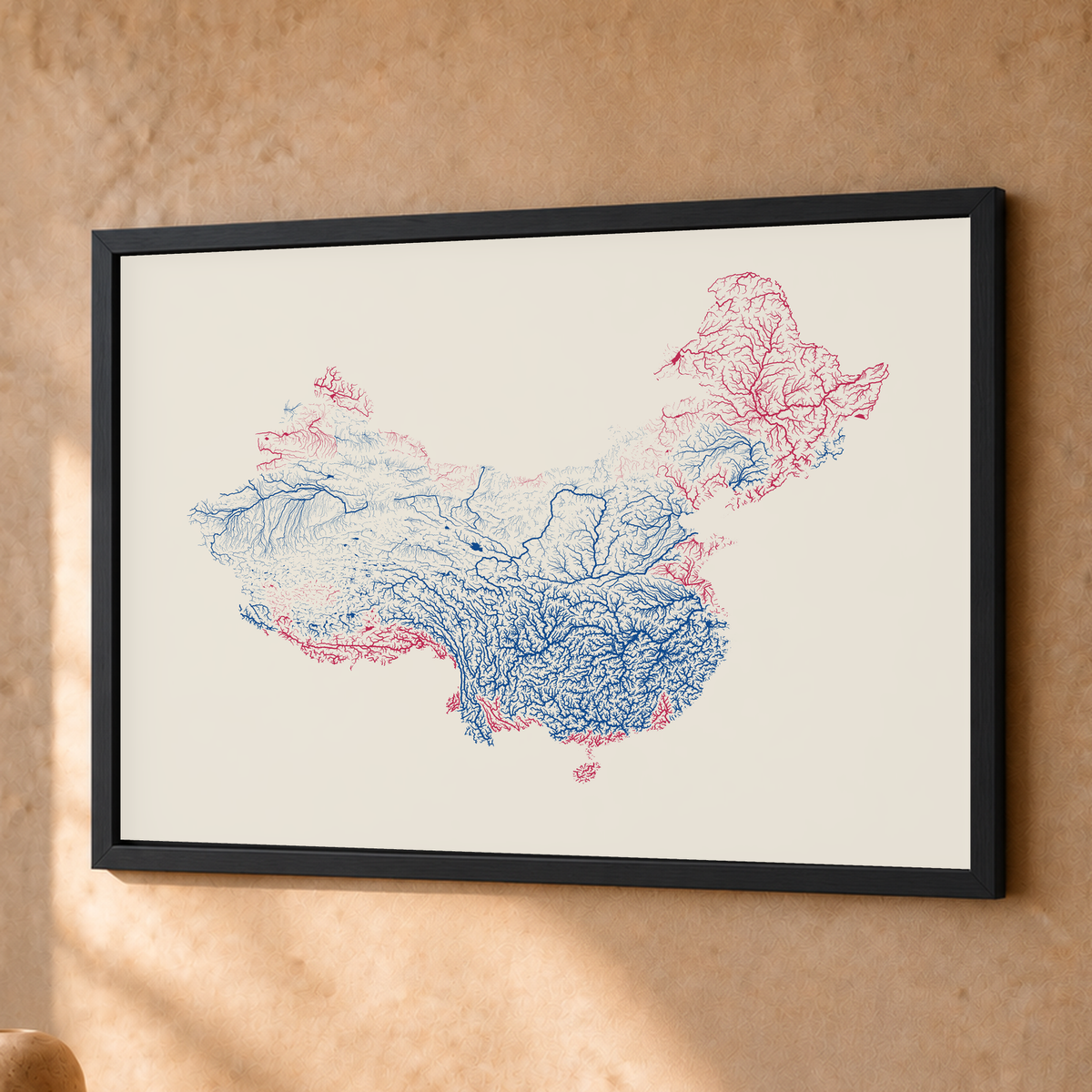 Beautiful Rivers — China — Risografia, Fine art emoldurado · 30 × 40 cm, Preto · Sem margem