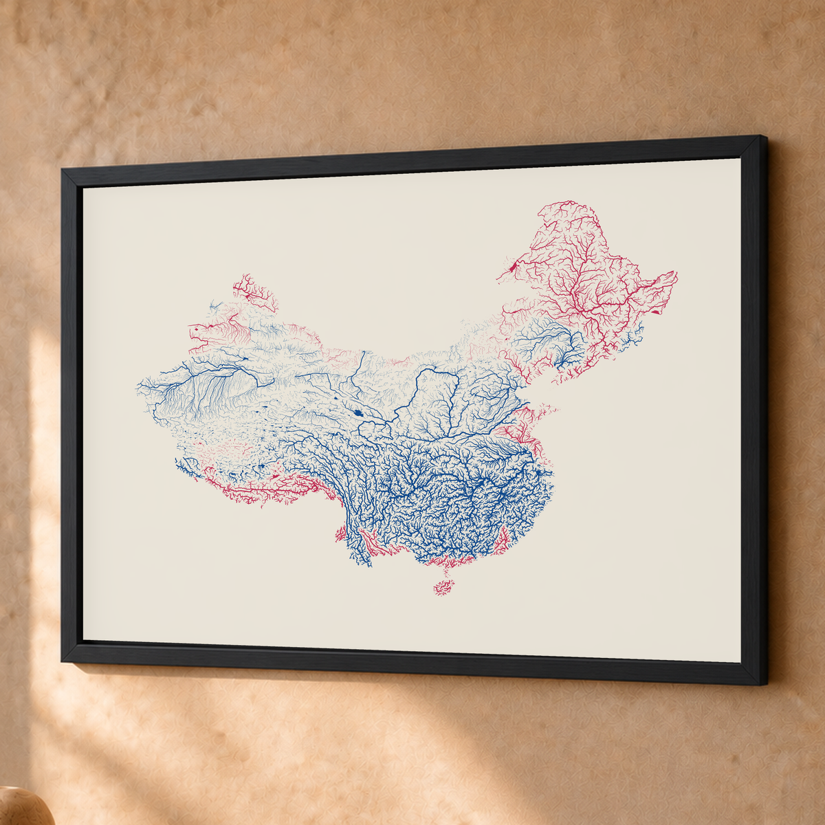 Beautiful Rivers — China — Risografia, Fine art emoldurado · 45 × 60 cm, Preto · Sem margem